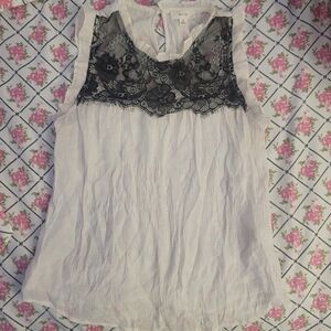 Elegant Black and White Lace Women's Top